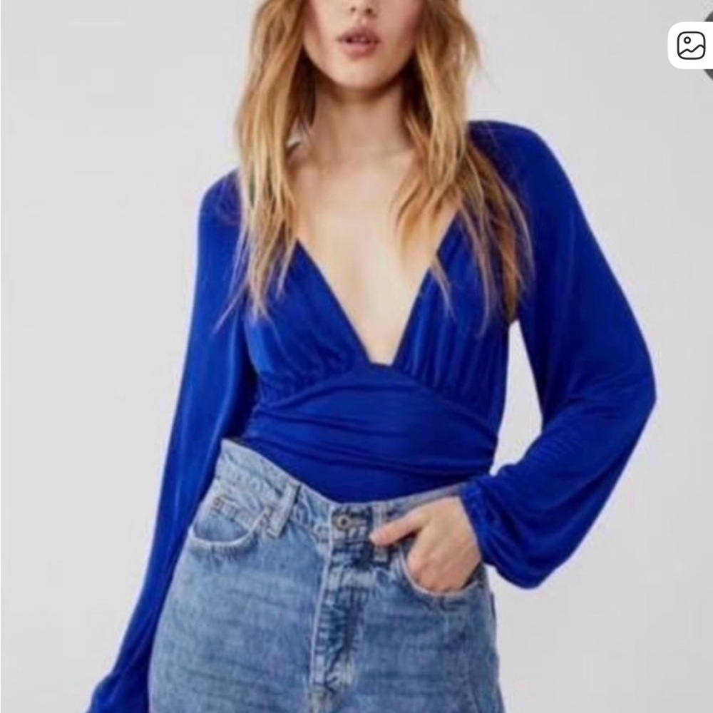 #191 Free People Movement  Beautiful Royal Blue Bodysuit. Size L. NWT